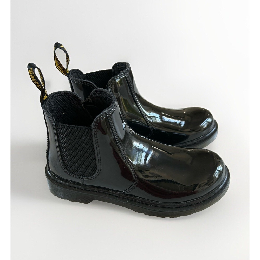 Dr. Martens Kids Toddler Sz 3 Black Patent Leather Slip On, Zip Up Chelsea Boots